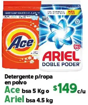 Arteli Detergente p/Ropa en Polvo Ace bsa 5kg o Ariel bsa 4,5kg oferta