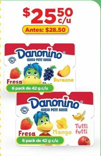 Bodega Aurrerá Queso petit suisse danonino 6 pack 42g oferta