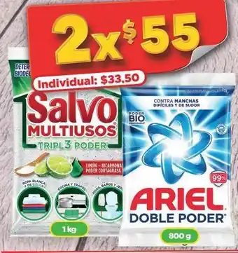 Bodega Aurrerá Detergente salvo / ariel x2 oferta