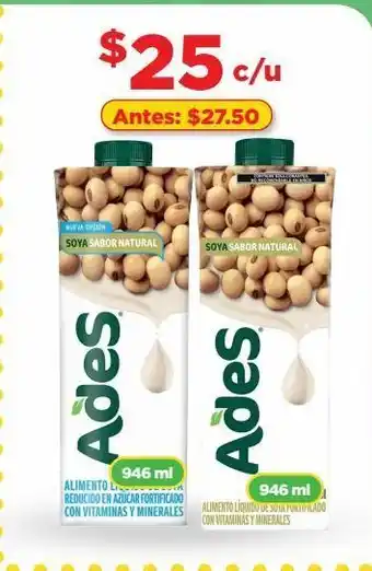 Bodega Aurrerá Leche de soja ades 946ml oferta