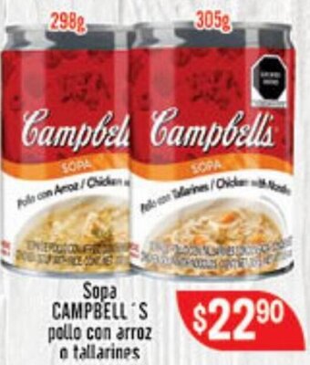 El Florido Sopa Campbell's Pollo con Arroz o Tallarines oferta