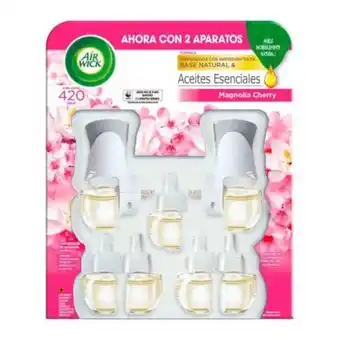 Aromatizante de ambiente continuo air wick aceites esenciales magnolia cherry 2 difusores eléctricos y 7 repuestos con 20 ml