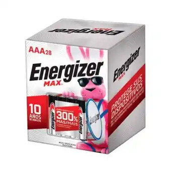 Pila alcalina energizer max aaa 28 pzas
