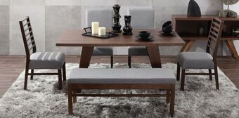 Muebles Dico Comedor niza nogal/gris 4 sillas y 1 banca oferta