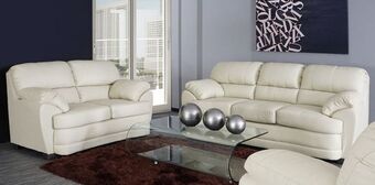 Muebles Dico Sala de piel dakota marfil oferta