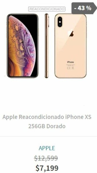 Elektra Apple Reacondicionado iPhone XS 256GB Dorado oferta