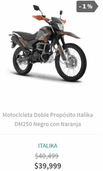 Elektra Motocicleta Doble Propósito Italika DM250 Negro con Naranja oferta