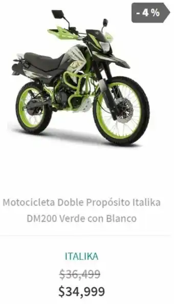 Elektra Motocicleta Doble Propósito Italika DM250 Verde con Blanco oferta