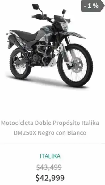 Elektra Motocicleta Doble Propósito Italika DM250X Negro con Blanco oferta