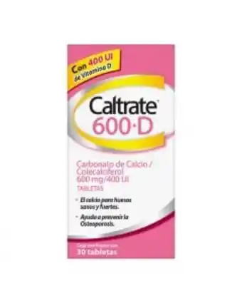 Caltrate suplemento de calcio 600 +d 600mg/400 ui 30 tabletas