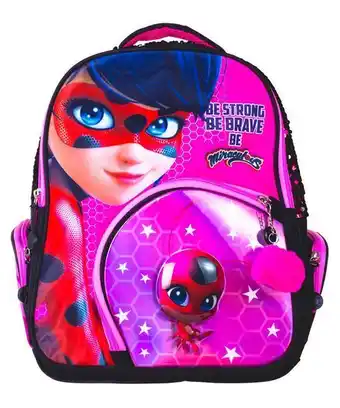 Mochila miraculous lady bug con lentejuela reversible