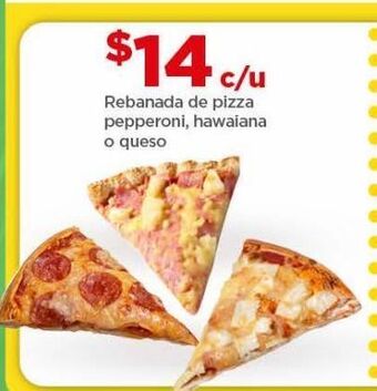 Bodega Aurrerá Rebanada de pizza pepperoni, hawaiana o queso oferta