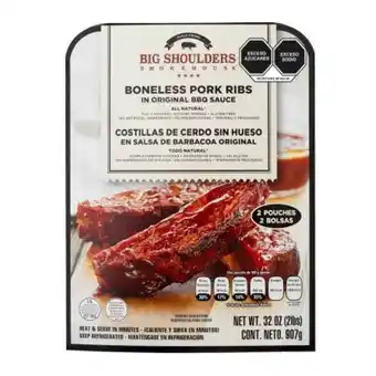 Costillas de cerdo big shoulders smokehouse sin hueso 907 g