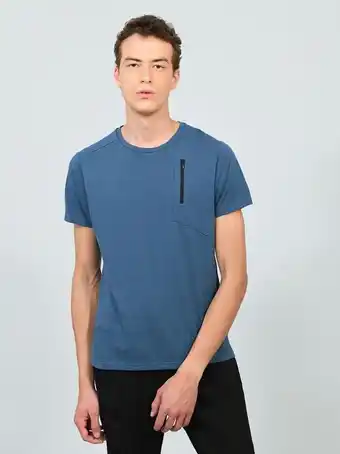 Cuidado con el Perro Playera azul con cortes oferta
