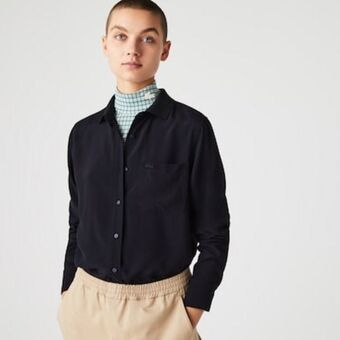 Camisa holgada con cuello de polo de corte holgado para mujer