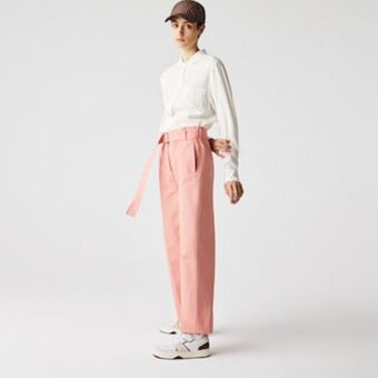 Lacoste Camisa holgada con cuello de polo de corte holgado para mujer oferta