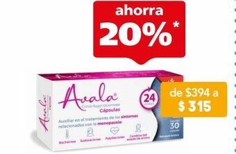 Avala 30 cápsulas caja cimicifuga racemosa 6.5 mg