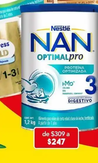 Nan optipro 3 fórmula infantil para bebés de 1 a 3 años 1.2 kg