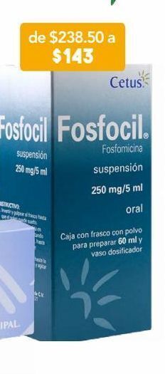 Farmacia San Pablo Fosfocil 60 ml suspensión frasco dosificador fosfomicina cálcica monohidrat 250 mg oferta