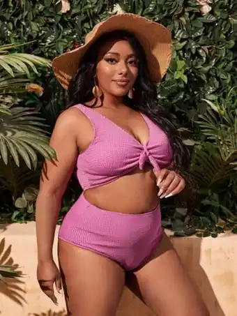 SHEIN Bañador bikini con textura con nudo delantero oferta