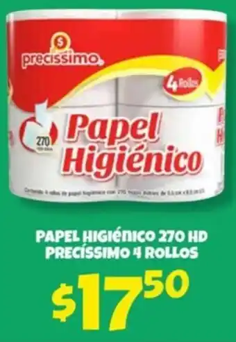 Soriana Súper Papel Higiénico 270HD Precíssimo 4 Rollos oferta