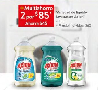 Walmart Variedad de liquido lavatrastes Axion 1.1L oferta