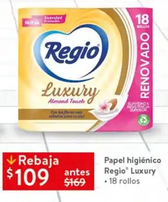 Walmart Papel Higienico Regio Luxury 18 rollos oferta