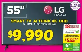 Soriana Híper LG Smart TV 55" AI Think 4K UHD oferta