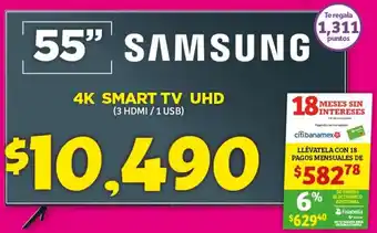 Soriana Híper Samsung 4K Smart TV UHD 55" oferta