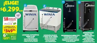 Soriana Híper Winia Lavadora Automática 14kg, Winia Lavadora Blanca 2 Tinas 18kg, Refrigerador Midea 7P3, Refrigerador Midea 7P3 Semiautimá oferta