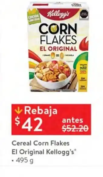 Walmart Cereal Corn Flakes El Original Kellogg's 495g oferta