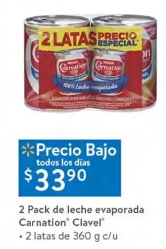 Walmart 2 Pack de leche evaporada Carnation Clavel oferta