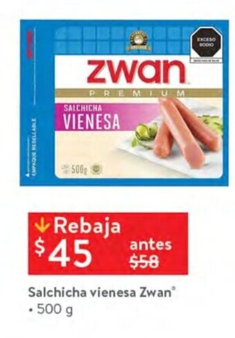 Walmart Salchicha vienesa Zwan 500 g oferta