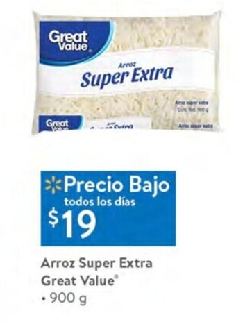 Walmart Arroz Super Extra Great Value 900g oferta