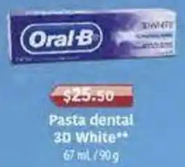 Farmacias Similares Oral-B Pasta Dental 3D White 67ml/90g oferta