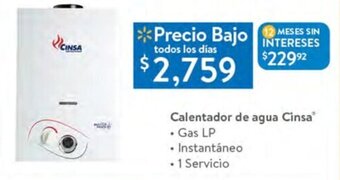Calentador de agua Cinsa