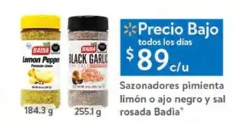 Sazonadores pimienta limon o ajo negro y sal rosada Badia