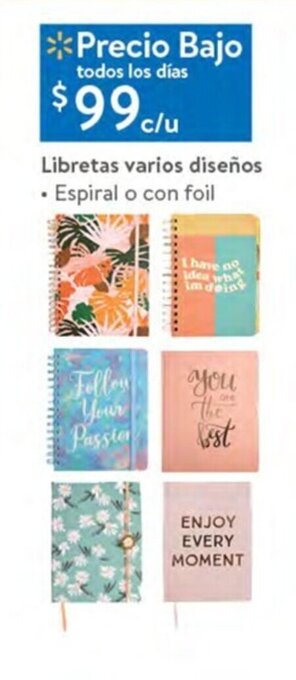 Walmart Libretas varios diseños oferta