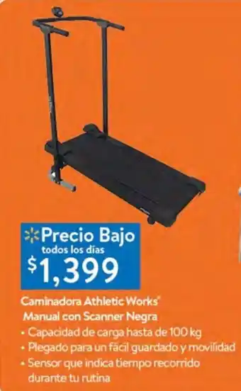 Walmart Caminadora Athletic Works Manual con Scanner Negra oferta