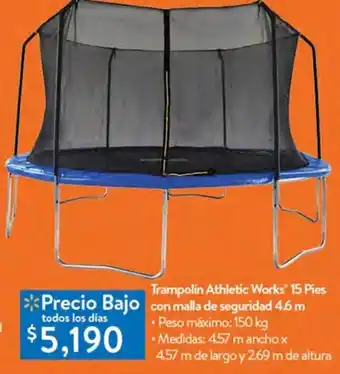 Walmart Trampolin Athletic Works 15 Pies con malla de seguridad 4.6m oferta