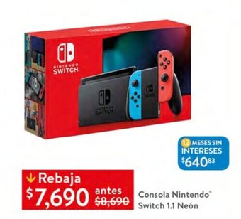 Walmart Consola Nintendo Switch 1.1 Neon oferta