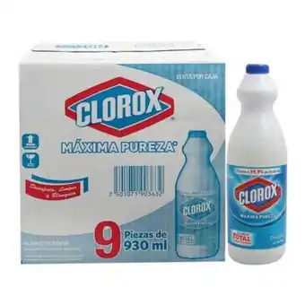 Sam's Club Blanqueador clorox máxima pureza 9 pzas de 930 ml oferta
