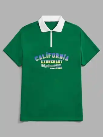SHEIN Romwe hombres camisa polo con letra oferta