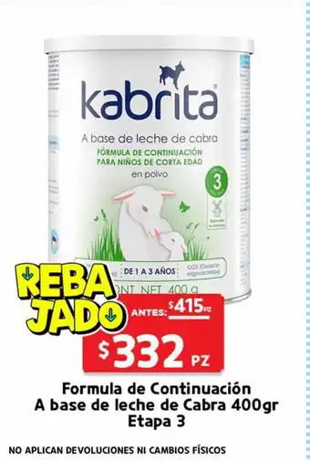 HEB Formula de Continuacion A Base de leche de Cabra 400 gr Etapa 3 oferta
