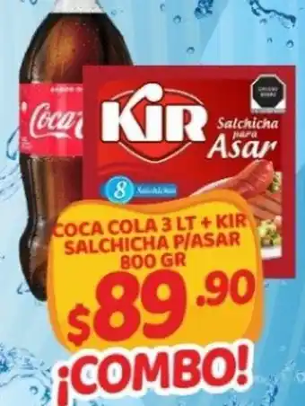 Coca-Cola 3lt + KIR Salchicha p/Asar 800 gr