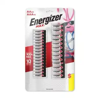 Pila alcalina energizer max 20 pzas aa y 16 pzas aaa