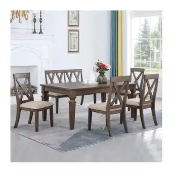 Sam's Club Comedor member's mark con banca acabado nogal de 6 pzas oferta