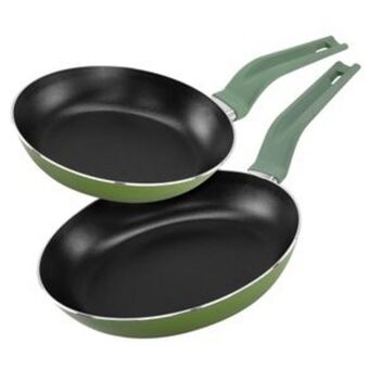 El Bodegón 2 pack de sartenes 20/24 cm ekcológica hechos 100% de aluminio reciclado color verde con antiadherente duraflon® oferta
