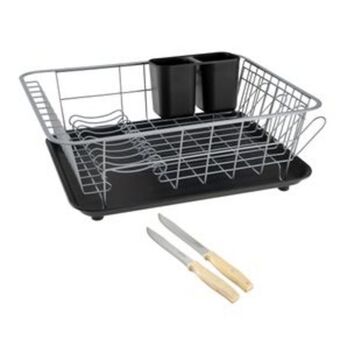 El Bodegón Set escurridor/cuchillos ekco de 5 piezas color negro hechos de acero, madera y polipropileno. oferta