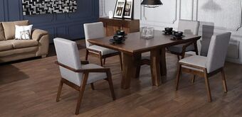 Muebles Dico Comedor rectangular kansas 160 cm con 2 sillas y 2 sillones gris oferta